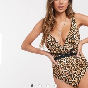 Asos one piece leopard swimsuit Nwot